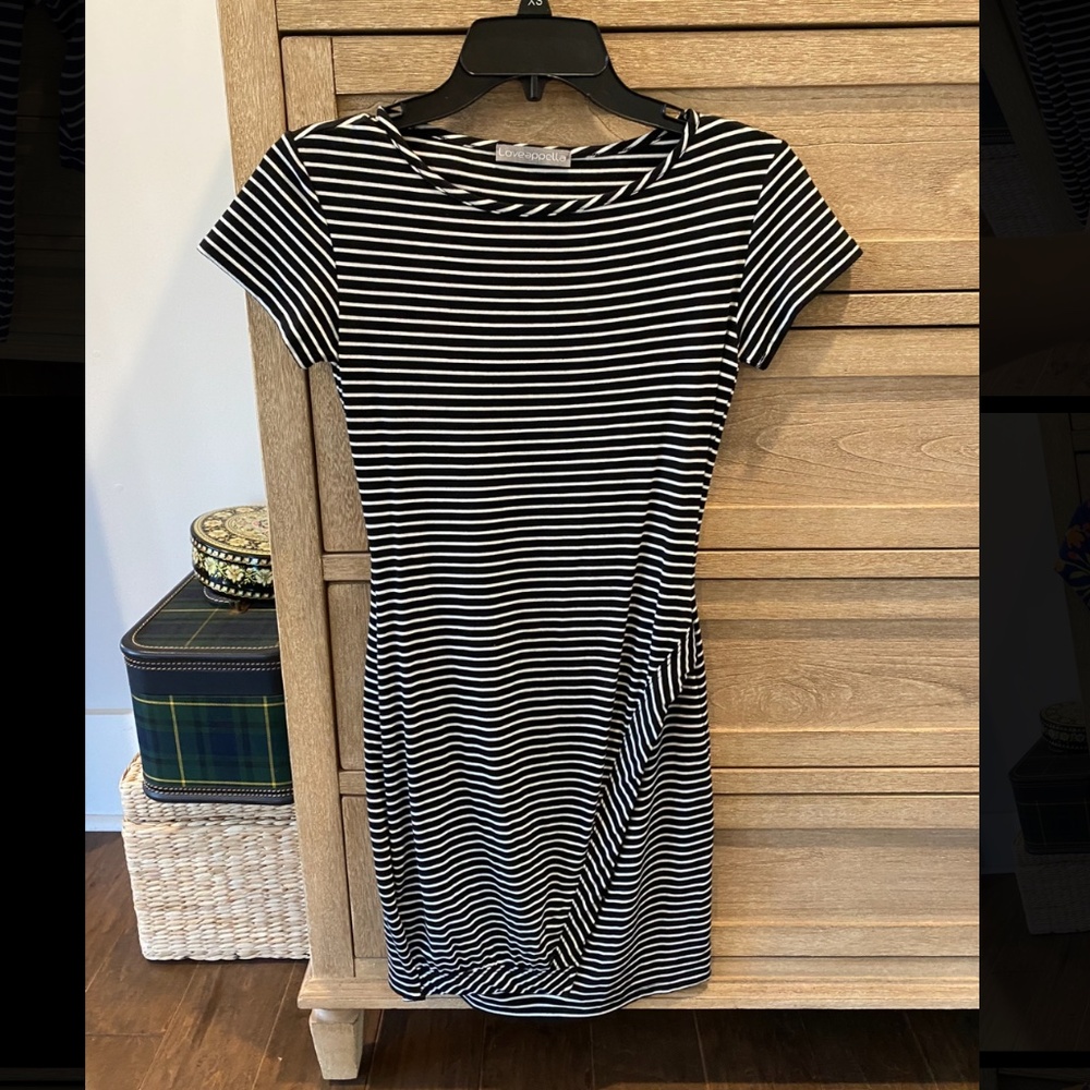 Black and white stripe mini dress